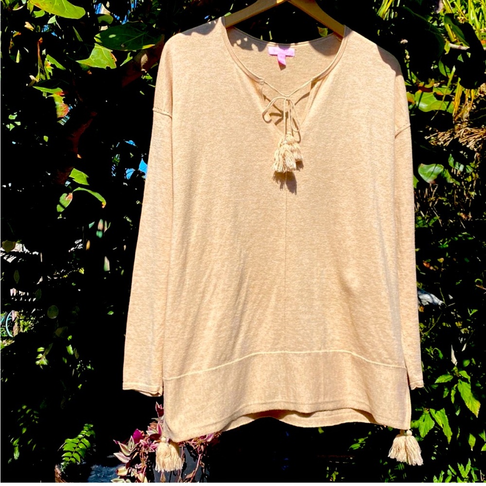 Lilly Pulitzer cotton camel sweater—Large